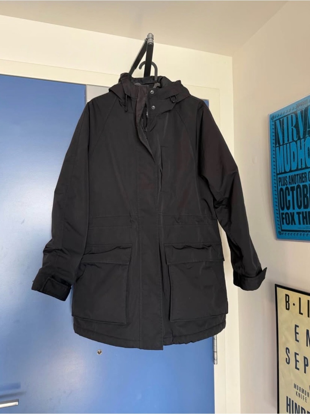 Babaton Vegan Waterproof Black Hooded Parka Coat